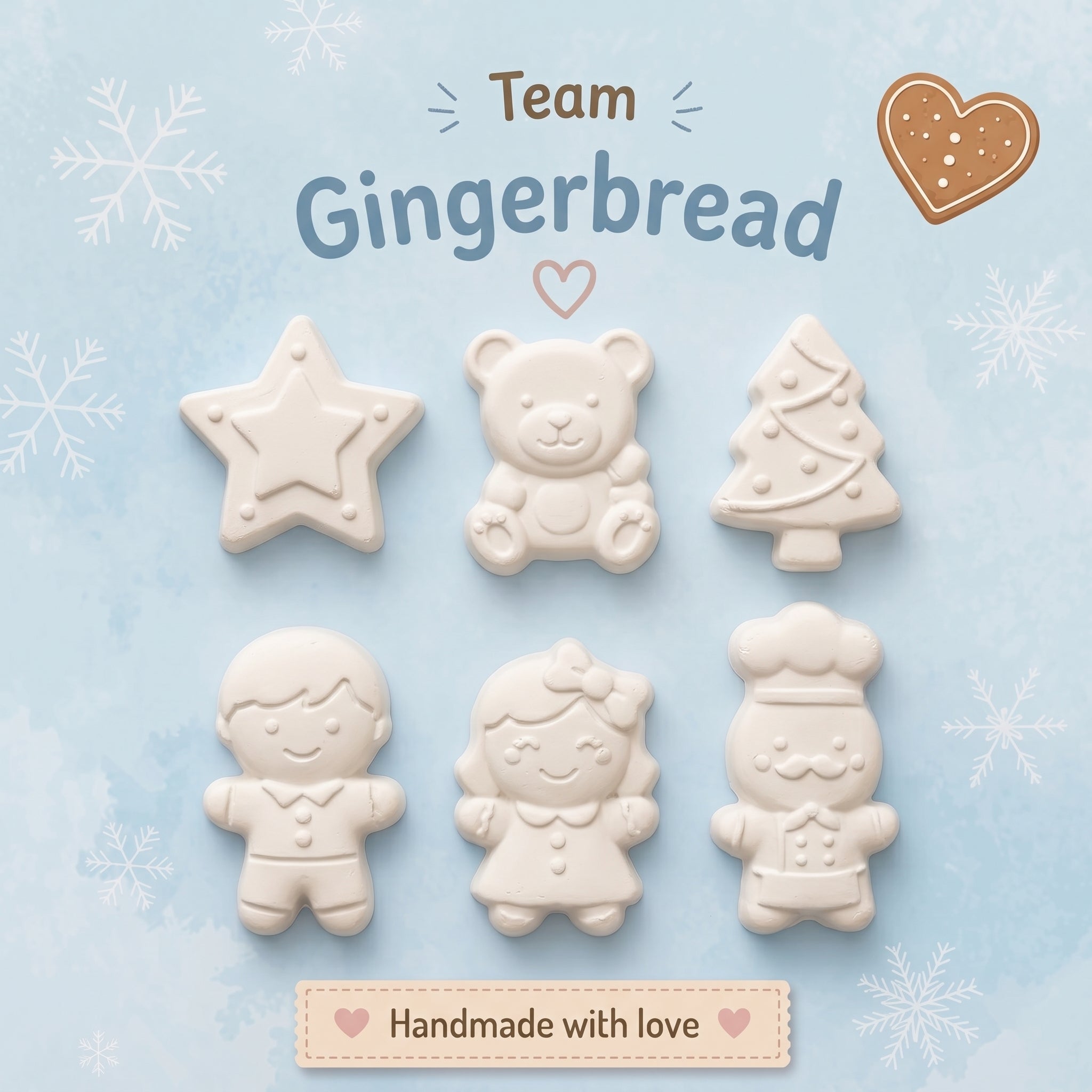 Kit Gingerbread – 6 Figurines de Noël à peindre